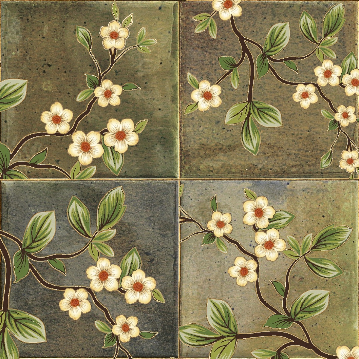 TRV451 - INDVT - BLOOMY GREEN HL [GLOSSY] (300 X 300) [S]