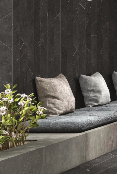 TRV402 - INDVT - GRANITO BLACK CHEVRON [DIGIMATT] (400 X 80) [OO]